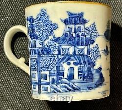 Antique Chinese Export Canton Blue & White Porcelain Cup & Saucer Pre 1891