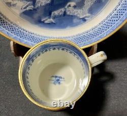 Antique Chinese Export Canton Blue & White Porcelain Cup & Saucer Pre 1891