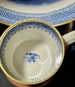 Antique Chinese Export Canton Blue & White Porcelain Cup & Saucer Pre 1891