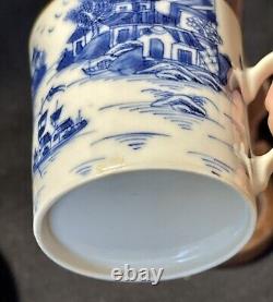 Antique Chinese Export Canton Blue & White Porcelain Cup & Saucer Pre 1891