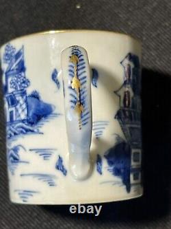 Antique Chinese Export Canton Blue & White Porcelain Cup & Saucer Pre 1891