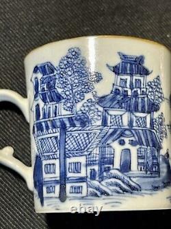 Antique Chinese Export Canton Blue & White Porcelain Cup & Saucer Pre 1891