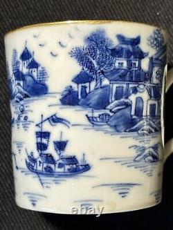 Antique Chinese Export Canton Blue & White Porcelain Cup & Saucer Pre 1891