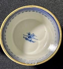 Antique Chinese Export Canton Blue & White Porcelain Cup & Saucer Pre 1891