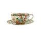 Antique Chinese Famille Rose Thin Porcelain Tea Cup Saucer