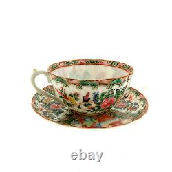 Antique Chinese Famille Rose Thin Porcelain Tea cup Saucer