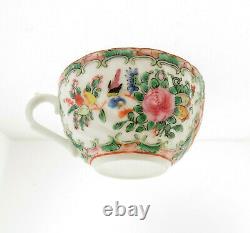 Antique Chinese Famille Rose Thin Porcelain Tea cup Saucer