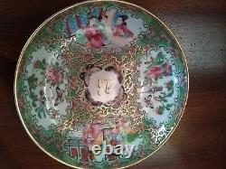 Antique Chinese Porcelain Cup and Saucer Rose Medallion Armorial