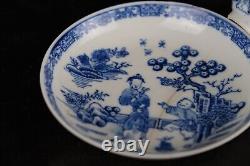 Antique Chinese porcelain blue & white cup and saucer, figures, 18thC Qing