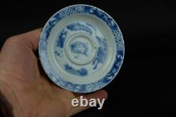 Antique Chinese porcelain rabbit hunting cup & saucer Kangxi 1662-1722