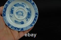 Antique Chinese porcelain rabbit hunting cup & saucer Kangxi 1662-1722