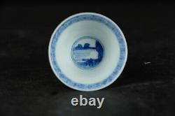 Antique Chinese porcelain rabbit hunting cup & saucer Kangxi 1662-1722