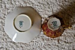 Antique Coalport Crimson & Gold Demitasse Miniature Cup & Saucer