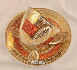 Antique Coalport Tea Cup & Saucer, Regency Period, Elaborate Gilding