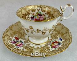 Antique Coalport cup & sauceradelaide shape c1833 Gold GiltEnglish Porcelain