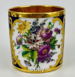 Antique Coffee Cup & Saucer c1830 Paris Hand Painted Porcelain FuilletGold Gilt
