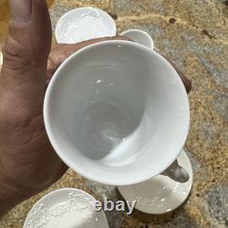 Antique Doccia Ginori Porcelain Blanc de Chine 4pc Cup Saucer Porcellana Italian