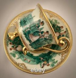 Antique Donath Dresden Demitasse Cup & Saucer, Scenic, Footed