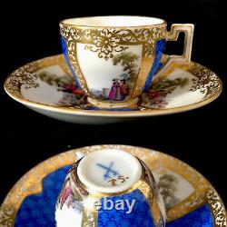 Antique Dresden porcelain Watteau / Courting Couple Demitasse Cup And Saucer