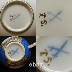 Antique Dresden porcelain Watteau / Courting Couple Demitasse Cup And Saucer
