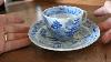 Antique English Blue And White Porcelain China Temples Cup U0026 Saucer