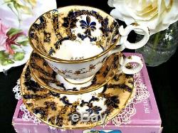Antique English Porcelain COALPORT 1835 tea cup and saucer trio teacup cobalt
