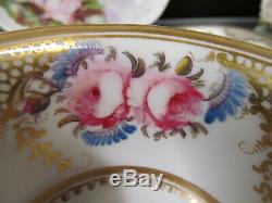 Antique English Porcelain Coalport Tea Cup & Saucer C1820 teacup pink rose set