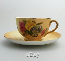 Antique English Porcelain Royal Worcester hand painted Cup & Saucer C. 1912