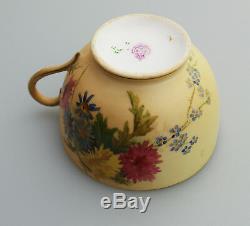 Antique English Porcelain Royal Worcester hand painted Cup & Saucer C. 1912