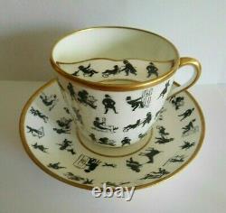 Antique English Porcelain Silhouette Breakfast And Moustache Cup And Saucer