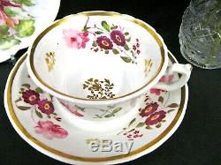 Antique English Porcelain tea cup and saucer Daniel 1825 painted rose teacup