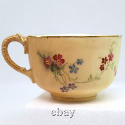 Antique English Royal Worcester Gilt Porcelain Blush Ivory Cup & Saucer c. 1908