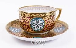Antique Fine Kuznetsov Russian Porcelain Gilt Cup and Saucer