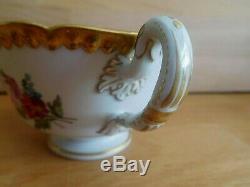 Antique Flight Barr And Barr Porcelain Cup And Saucer With Dragonfly And Flowers