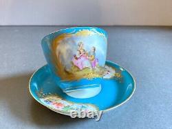 Antique France Sevres Porcelain Cup & Saucer Set (2 Pc), ca. 1757, Great