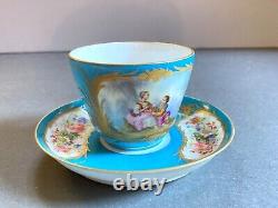 Antique France Sevres Porcelain Cup & Saucer Set (2 Pc), ca. 1757, Great