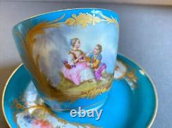 Antique France Sevres Porcelain Cup & Saucer Set (2 Pc), ca. 1757, Great