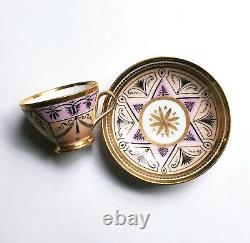 Antique French Directoire / Empire Housel Porcelain Pastel Cup & Saucer, c. 1800