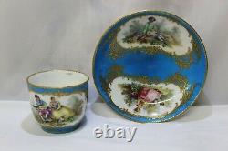 Antique French Serves Hand Painted Cup & Saucer/Bowl, Circa 1784