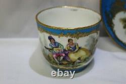 Antique French Serves Hand Painted Cup & Saucer/Bowl, Circa 1784