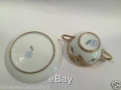 Antique French Sevres Limoges Hand Painted Porcelain Cup & Saucer