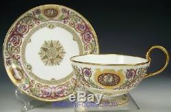 Antique French Sevres Porcelain Footed Cup Saucer Royal