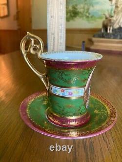 Antique German Dresden Porcelain Chocolate Cup & Saucer Set