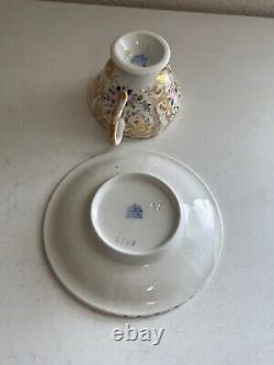 Antique German F. A. Schumann SPM Porcelain Cup & Saucer Floral & Gold Decoration
