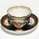 Antique German Meissen Porcelain Gilded Cobalt Blue Flower Tea Cup Saucer Plate