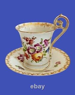 Antique German Schlesische Louis Levensohn Porcelain Cup & Saucer Swan Handle