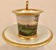 Antique German Topographical Cup & Saucer, Biedermeier Period