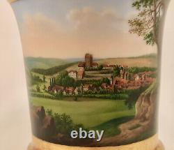 Antique German Topographical Cup & Saucer, Biedermeier Period