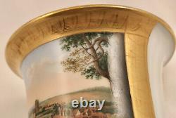 Antique German Topographical Cup & Saucer, Biedermeier Period