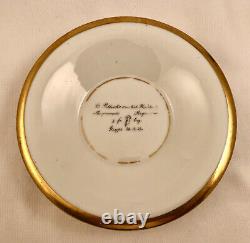 Antique German Topographical Cup & Saucer, Biedermeier Period